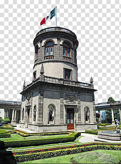 Mexico s, grey concrete castle with Mexico flag during daytime transparent background PNG clipart