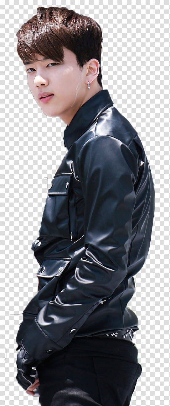 YoungJae BAP , women's black leather jacket transparent background PNG clipart