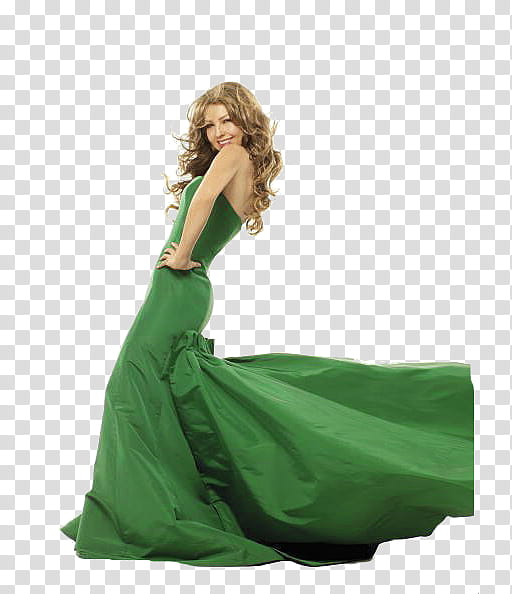 Thalia in a green dress transparent background PNG clipart