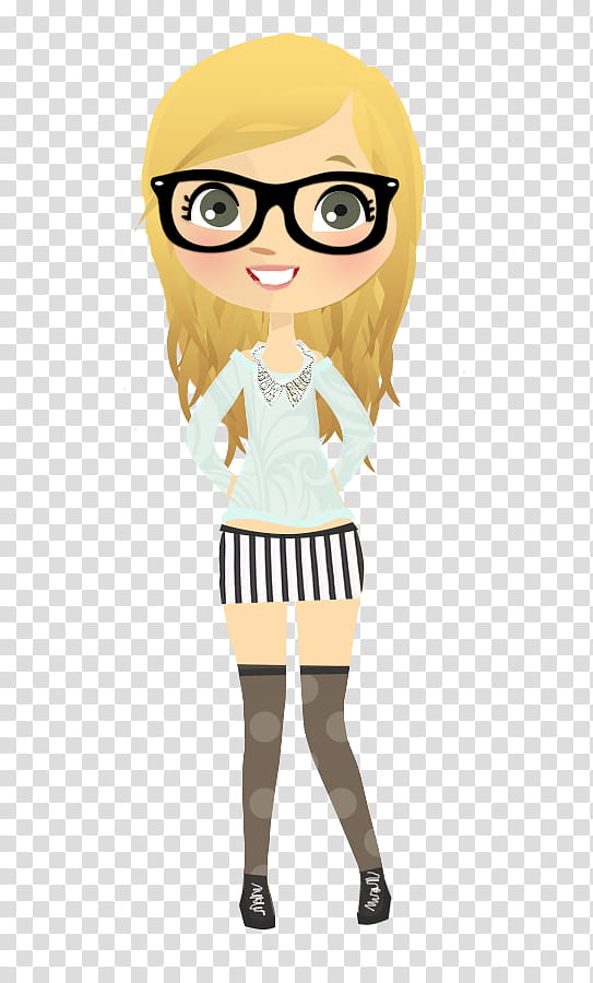 Plss Hipsta Doll, woman standing wearing black framed eyeglasses illustration transparent background PNG clipart