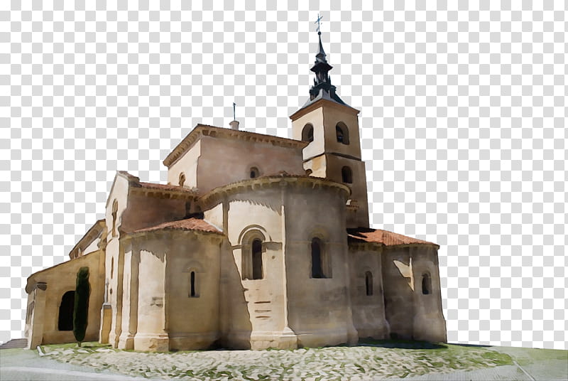 medieval architecture landmark historic site chapel building, Watercolor, Paint, Wet Ink, Place Of Worship, Church, Monastery, Mission transparent background PNG clipart