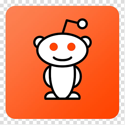Flat Gradient Social Media Icons, Reddit, white and orange alien illustration transparent background PNG clipart