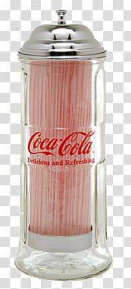 AESTHETIC GRUNGE, clear glass Coca-Cola straw dispenser transparent background PNG clipart