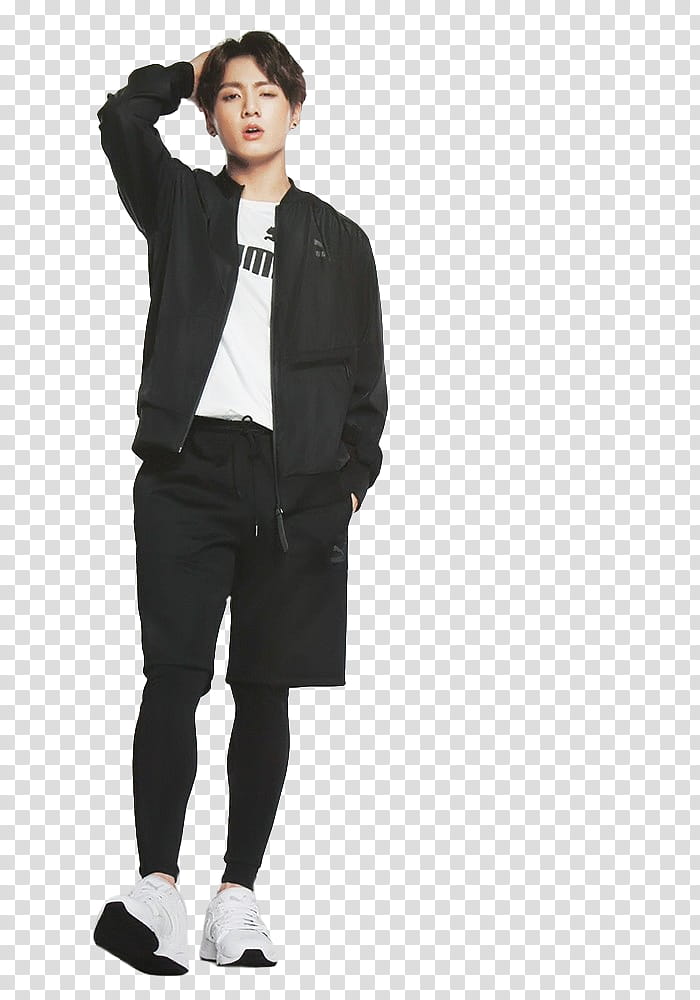 Jungkook BTS render, men's black coat transparent background PNG clipart