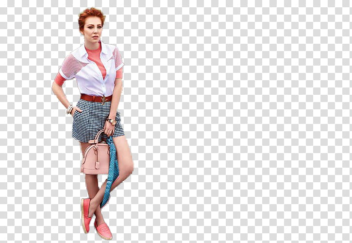 Elcin Sangu, women's white and red short sleeved top transparent background PNG clipart