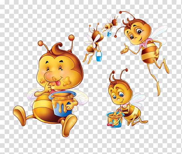 Bee, Drawing, Honey Bee, Cartoon, Queen Bee, Yellow, Pollinator, Insect transparent background PNG clipart