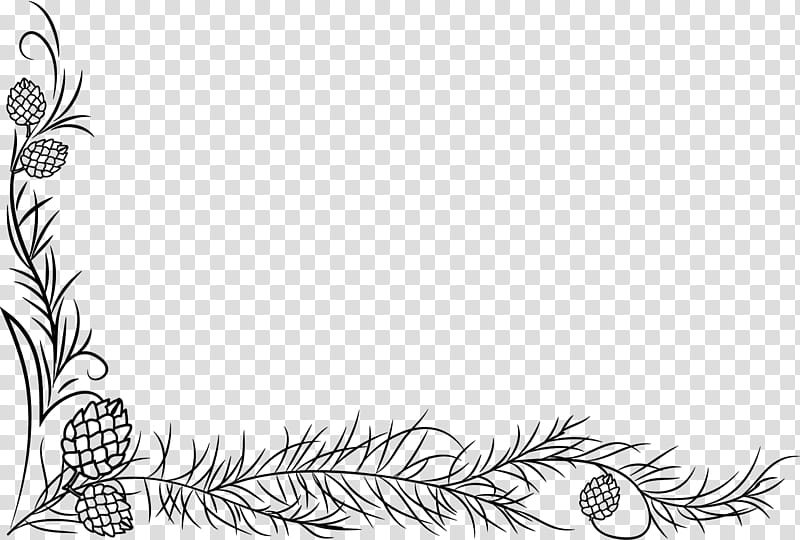 Christmas corners, black leafy border illustration transparent background PNG clipart