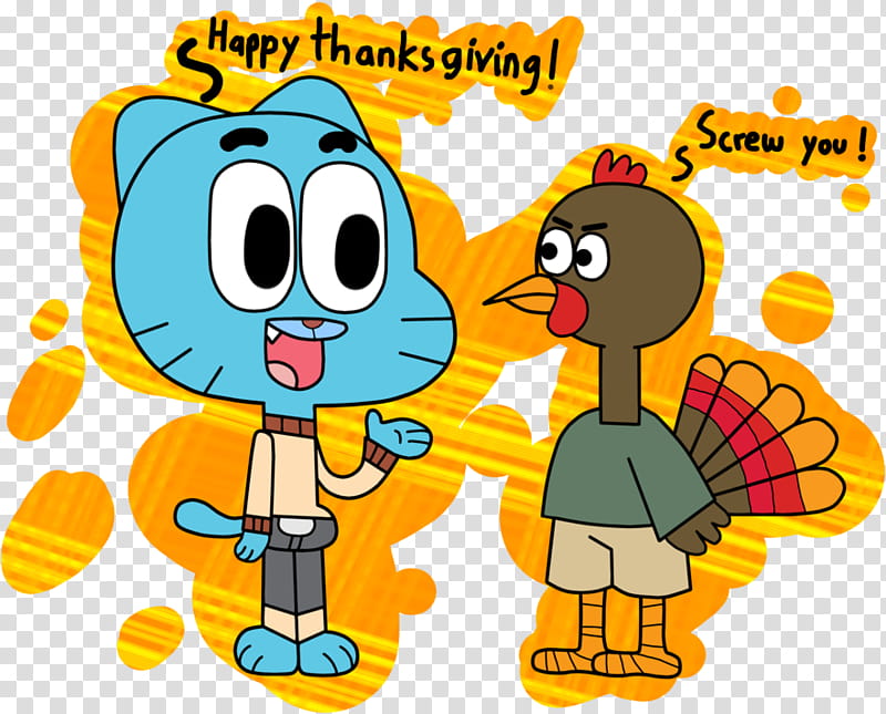 Thanksgiving, World, Cartoon, Beak, Artist, Happiness, Amazing World Of Gumball, Yellow transparent background PNG clipart