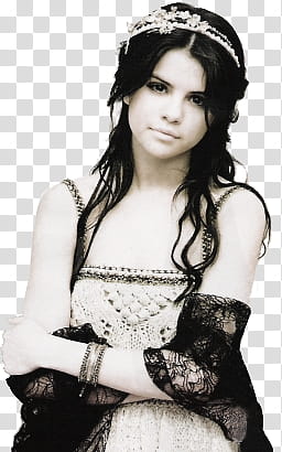 Selena Gomez , woman in Alice band grayscale transparent background PNG clipart