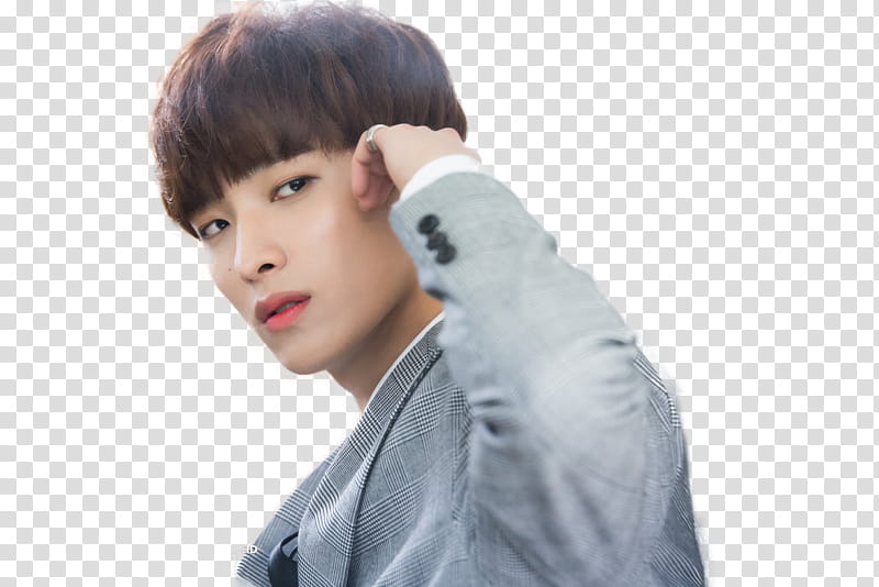 Seventeen Kpop member wears gray suit jacket transparent background PNG clipart