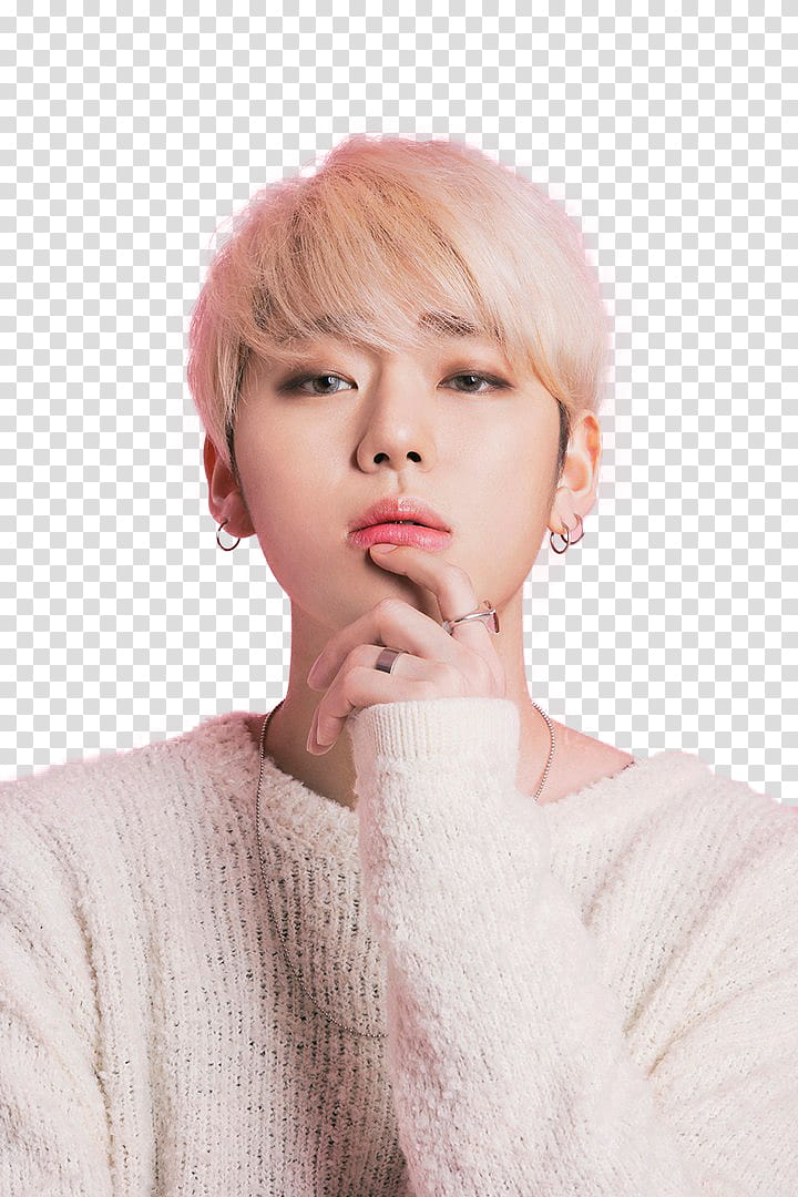 ZICO BLOCK B, man wearing white sweater with hand on chin transparent background PNG clipart