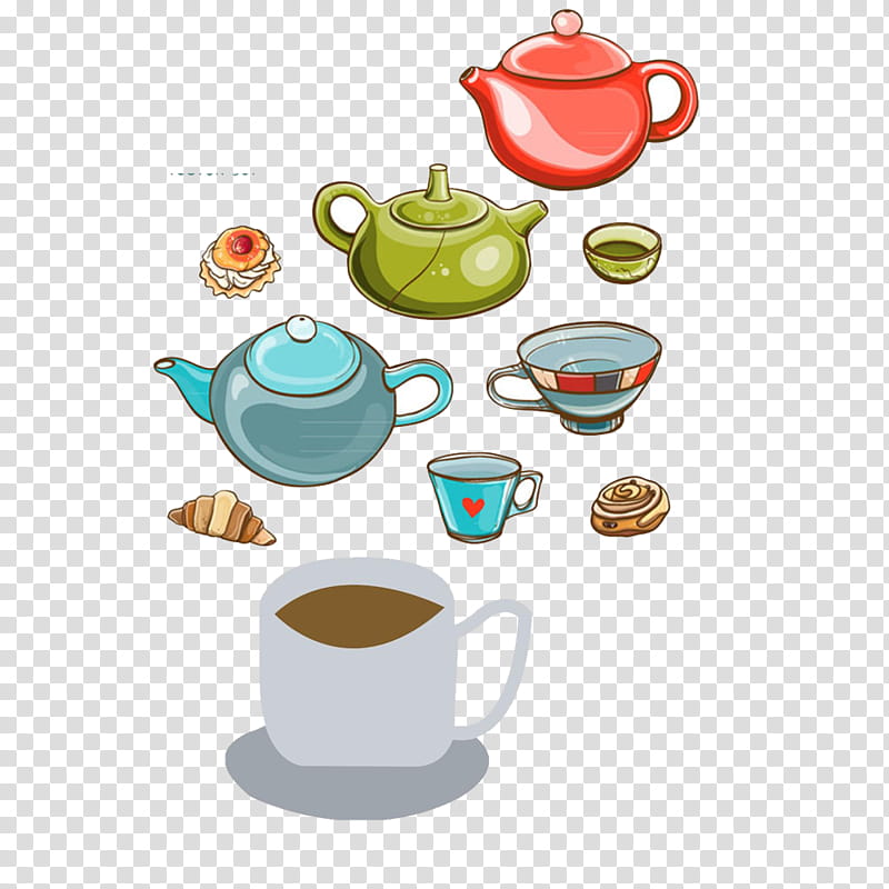 Tea Party, Teapot, Cup, Coffee Tea Pots, Drawing, Tableware, Tea Set, Chinese Tea transparent background PNG clipart