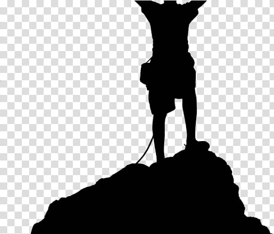 Mountain, Mountaineering, Climbing, Hiking, Silhouette, Black, White, Standing transparent background PNG clipart