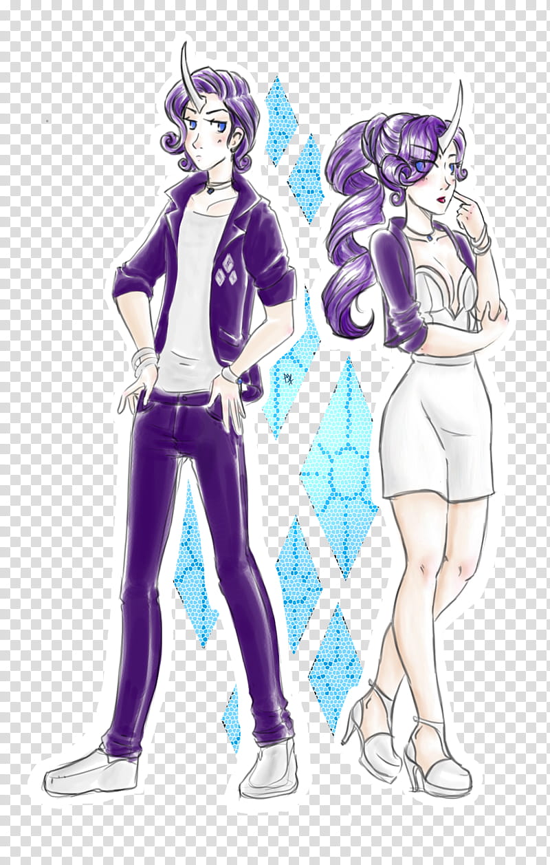MLP Human GenderBender Rarity, two male and female animated characters art transparent background PNG clipart
