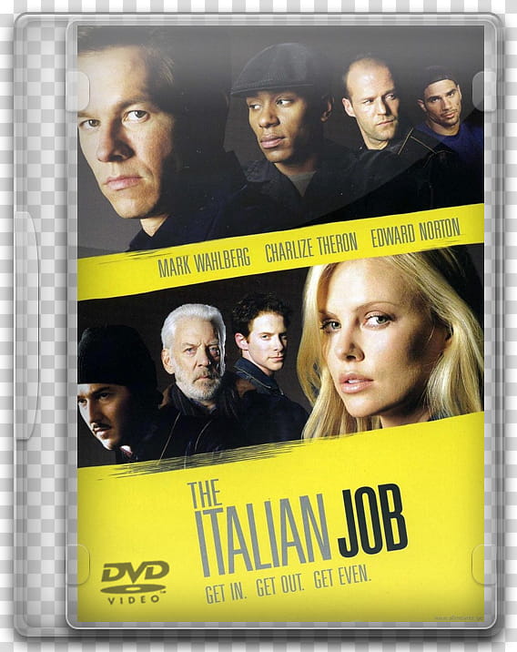 DVD movies icon, italian job, The Italian Job DVD case transparent background PNG clipart