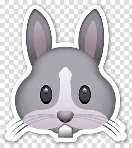 EMOJI STICKER , gray bunny emoji illustration transparent background PNG clipart