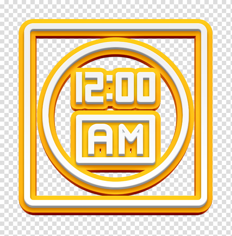 Electronic Device icon Digital clock icon, Yellow, Line, Rectangle, Logo, Sticker transparent background PNG clipart