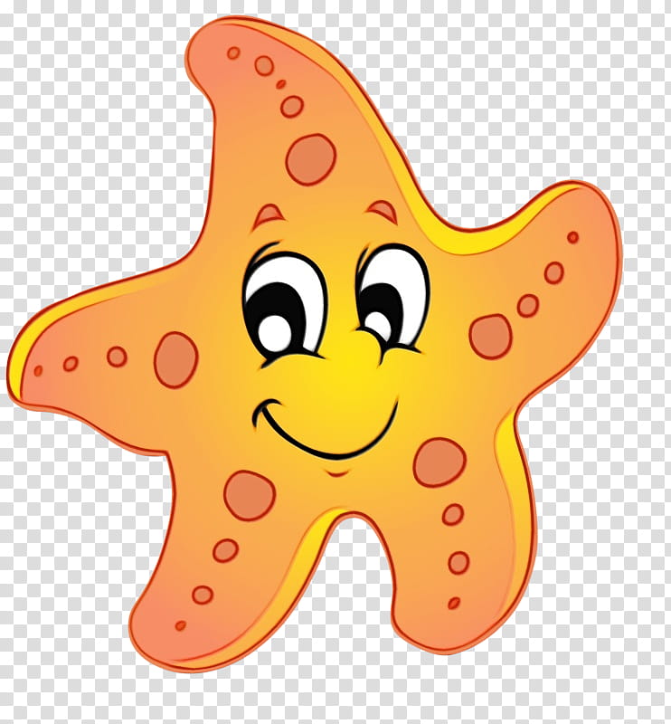 cartoon starfish star marine invertebrates, Watercolor, Paint, Wet Ink, Cartoon transparent background PNG clipart