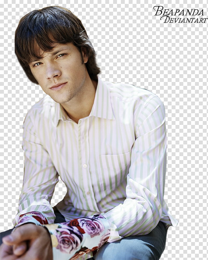 Jared Padalecki, man in white pinstriped dress shirt transparent background PNG clipart