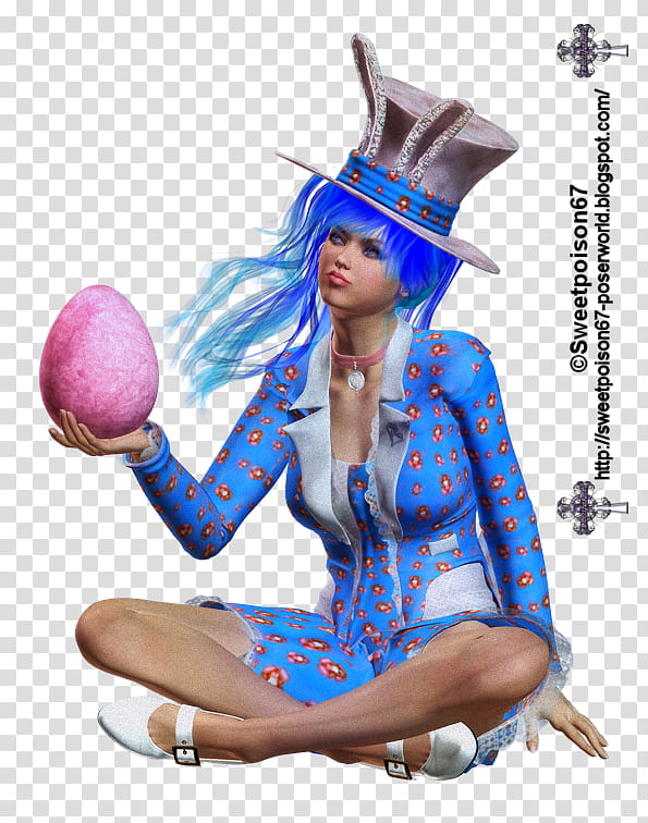 Easter Rabbit Baylee, girl with blue dress character transparent background PNG clipart