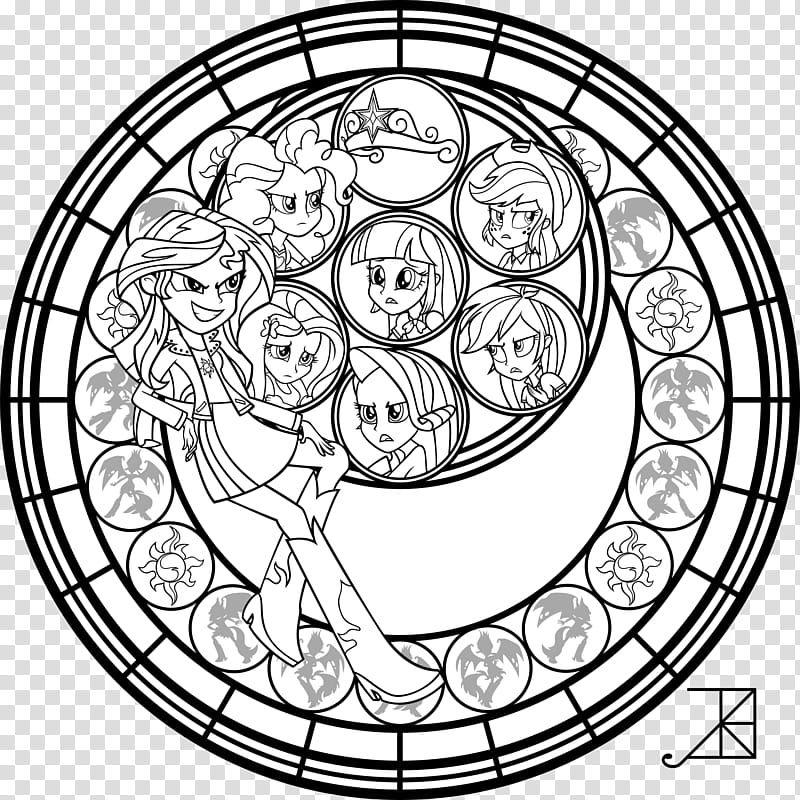 Sunset Shimmer Stained Glass Coloring Page, girl in dress sketch illustration transparent background PNG clipart