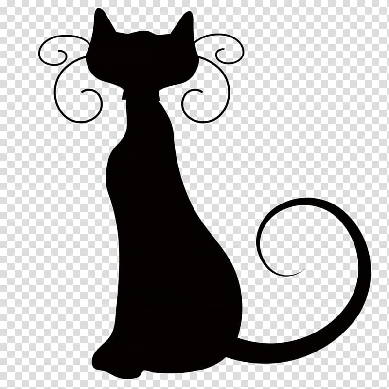 Halloween Silhouette Cat, Halloween , Cartoon, Costume, Black Cat, Small To Mediumsized Cats, Whiskers, Blackandwhite transparent background PNG clipart