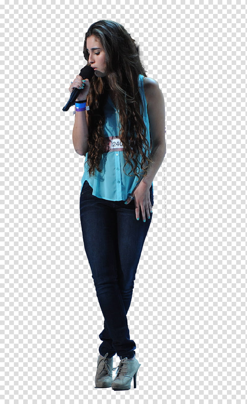 Lauren Jauregui, standing woman holding microphone transparent background PNG clipart