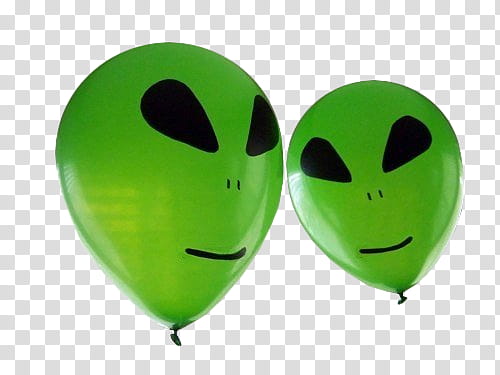 Full,  green balloons with alien face transparent background PNG clipart