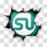 Social Crack, white surface with hole showing SU logo transparent background PNG clipart