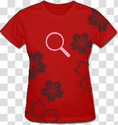 Sakura OS Icons, search, red floral crew-neck T-shirt transparent background PNG clipart