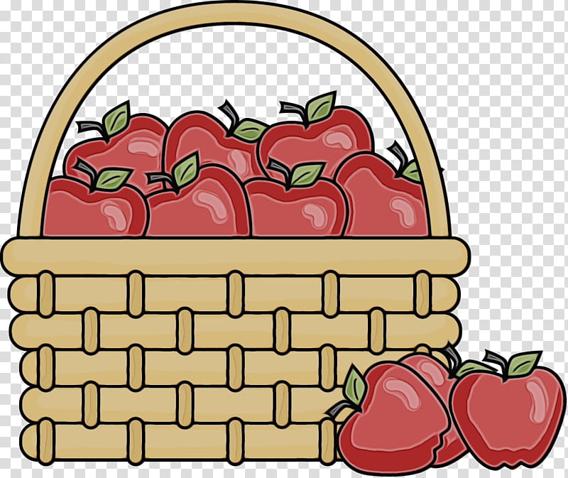 Watercolor Natural, Paint, Wet Ink, Basket Of Apples, Food, Tomato, Drawing, Red transparent background PNG clipart