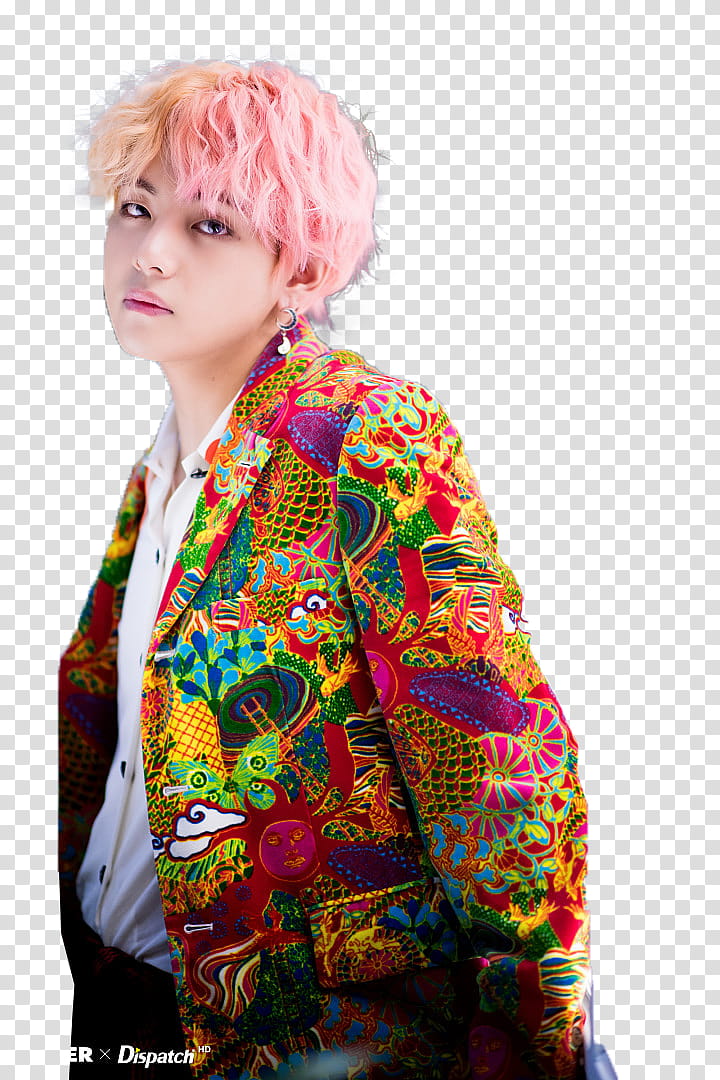 Taehyung, BTS V in multicolored jacket transparent background PNG clipart