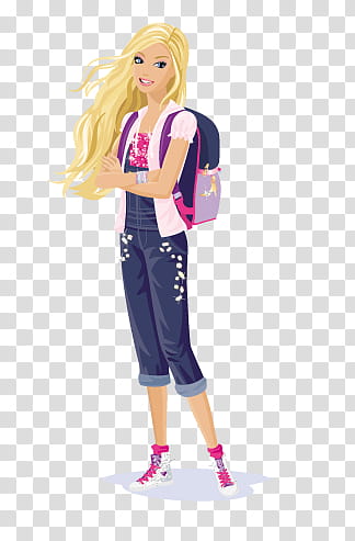 barbie, standing Barbie gill with back illustration transparent background PNG clipart