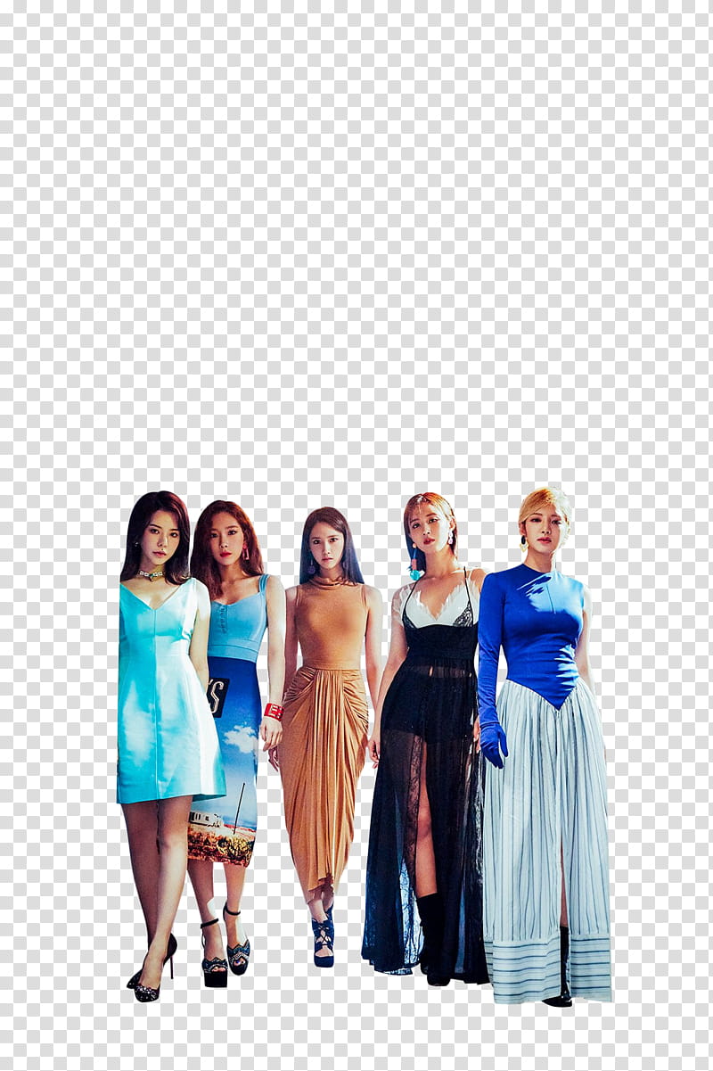 OH GG GIRLS GENERATION LIL TOUCH , five women wearing dress illustration transparent background PNG clipart