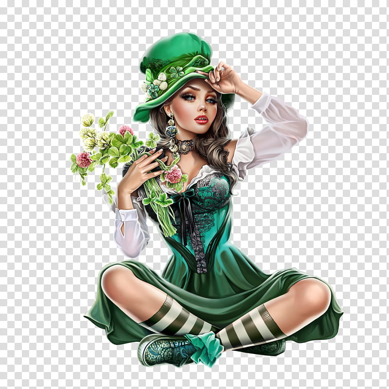 Saint Patricks Day, March 17, Woman, Shamrock, Irish People, Leprechaun, Green, Costume transparent background PNG clipart