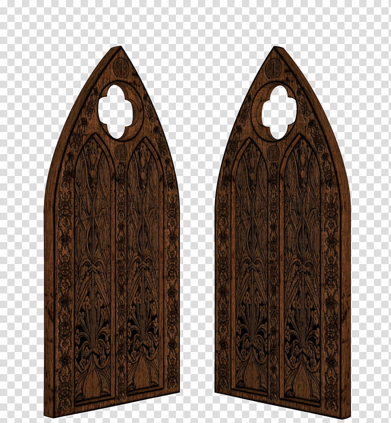 TWD Gothic Decor, brown wooden arch doors transparent background PNG clipart