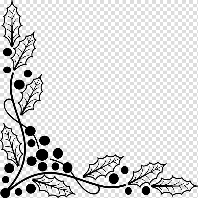 Christmas corners, black leaves art transparent background PNG clipart