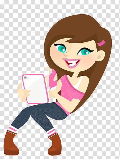 girl using tablet computer illustration transparent background PNG clipart