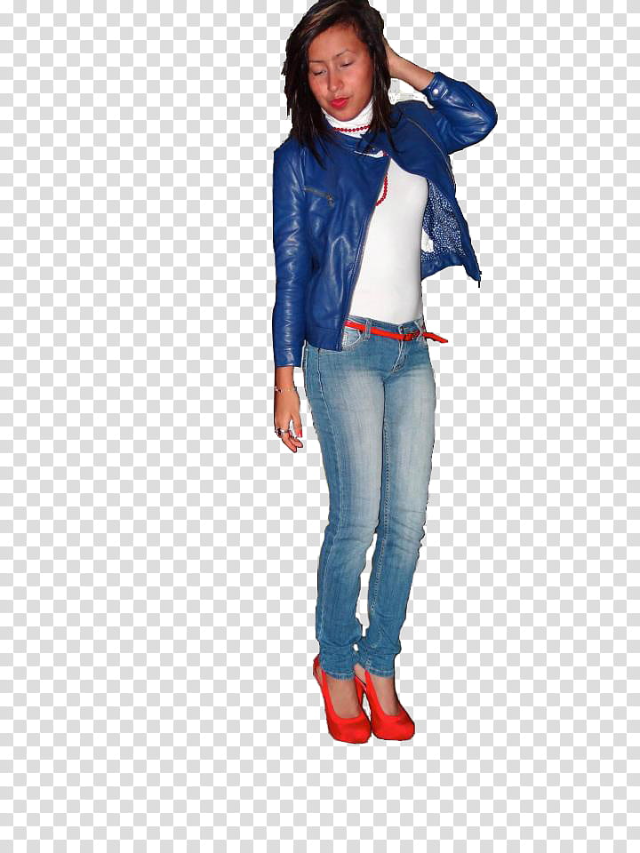 Model, woman standing and looking downwards transparent background PNG clipart