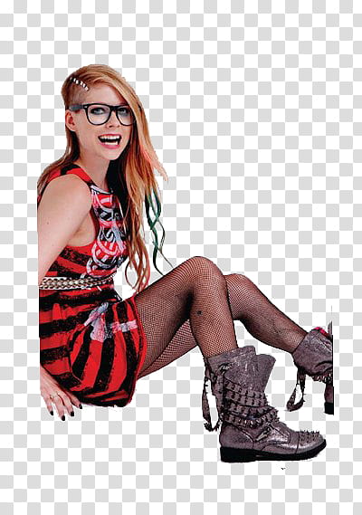 Avril Lavigne, woman in red and black dress wearing grey leather boots transparent background PNG clipart