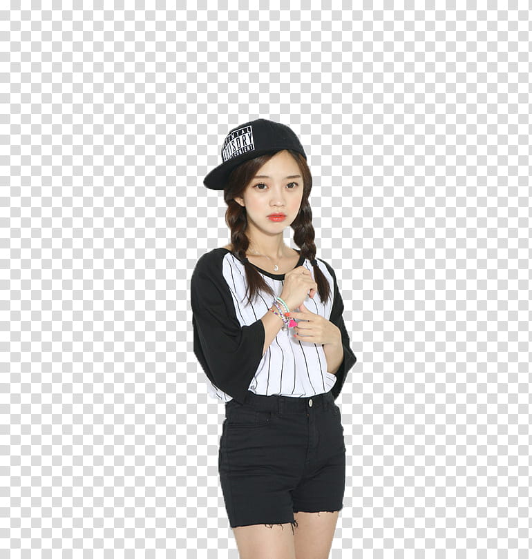 Park Seul Sport girl , woman wearing black and white shirt and shorts transparent background PNG clipart