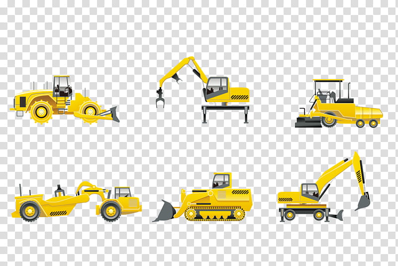 Machine Yellow, Heavy Machinery, Excavator, Construction, Crane, Truck, Backhoe, Transport transparent background PNG clipart
