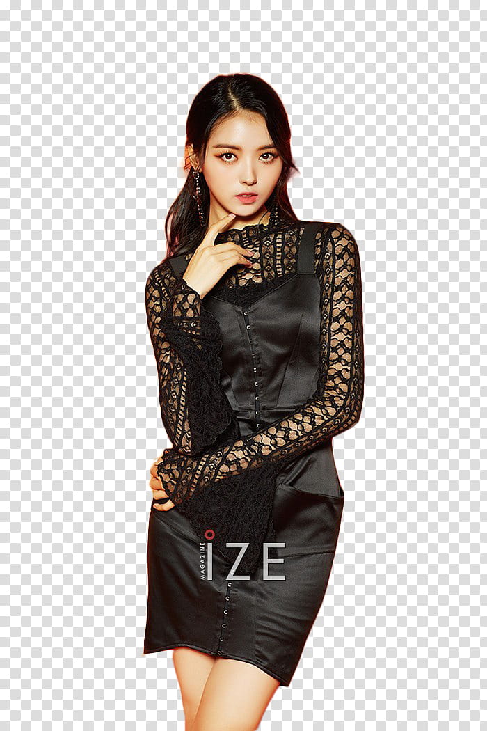 NAYOUNG PRISTIN, woman wearing black long-sleeved dress transparent background PNG clipart