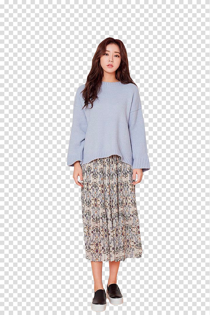 SPECIAL  WATCHERS, woman standing and wearing sweatshirt and skirt transparent background PNG clipart