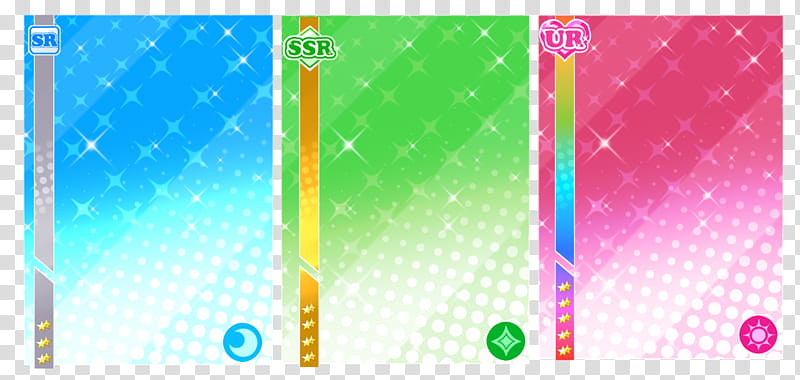 LLSIF Cards, blue, green, and pink SR, SSR, UR backgrounds transparent background PNG clipart