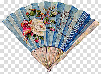 Vintage Fan s, blue and multicolored floral hand fan artwork transparent background PNG clipart
