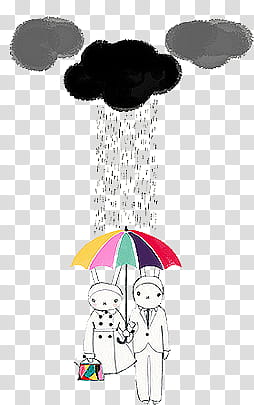 Stylish Bunny s, man and woman under the umbrella while raining illustration transparent background PNG clipart