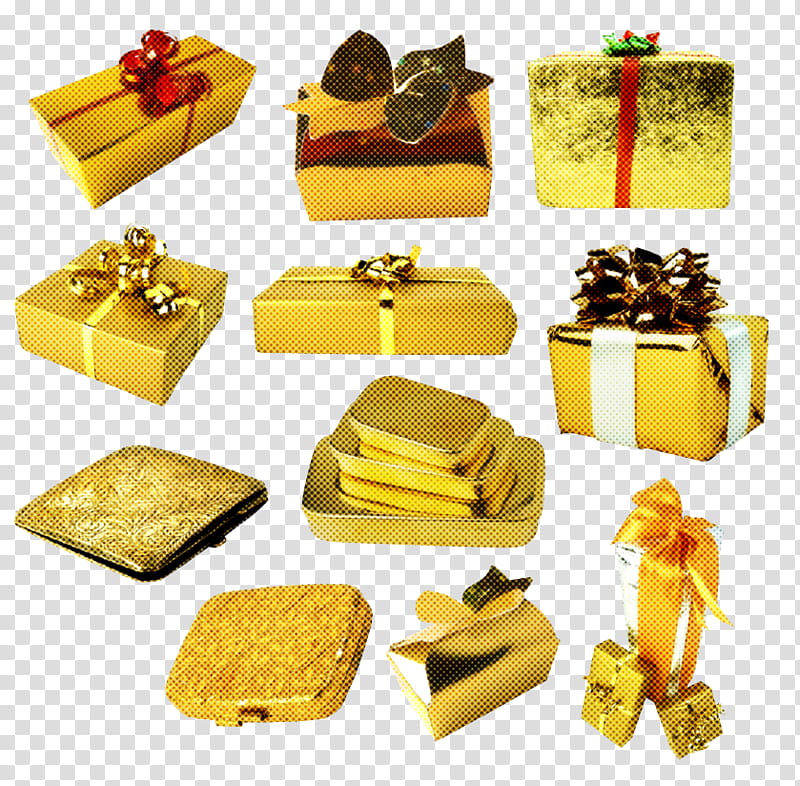 yellow present junk food cuisine food, Gift Wrapping transparent background PNG clipart