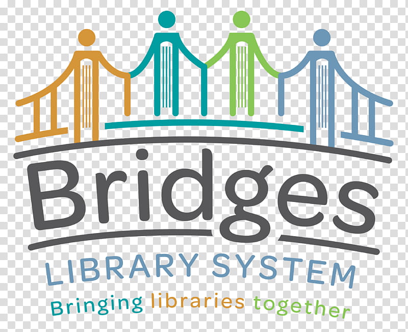 Library, Logo, Bridges Library System, Integrated Library System, Book, Bridge Management System, National Library Week, Text transparent background PNG clipart