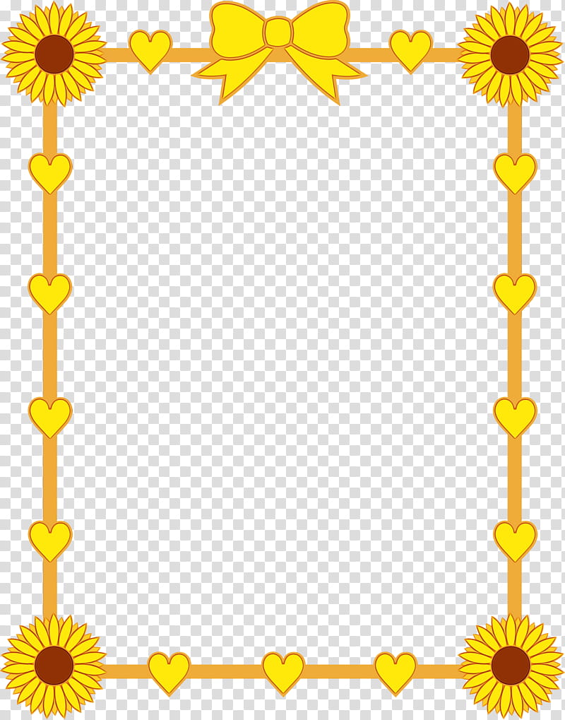 Background Flower Frame, BORDERS AND FRAMES, Frames, Decorative Borders, Heart Frame, Yellow, Sunflower, Plant transparent background PNG clipart